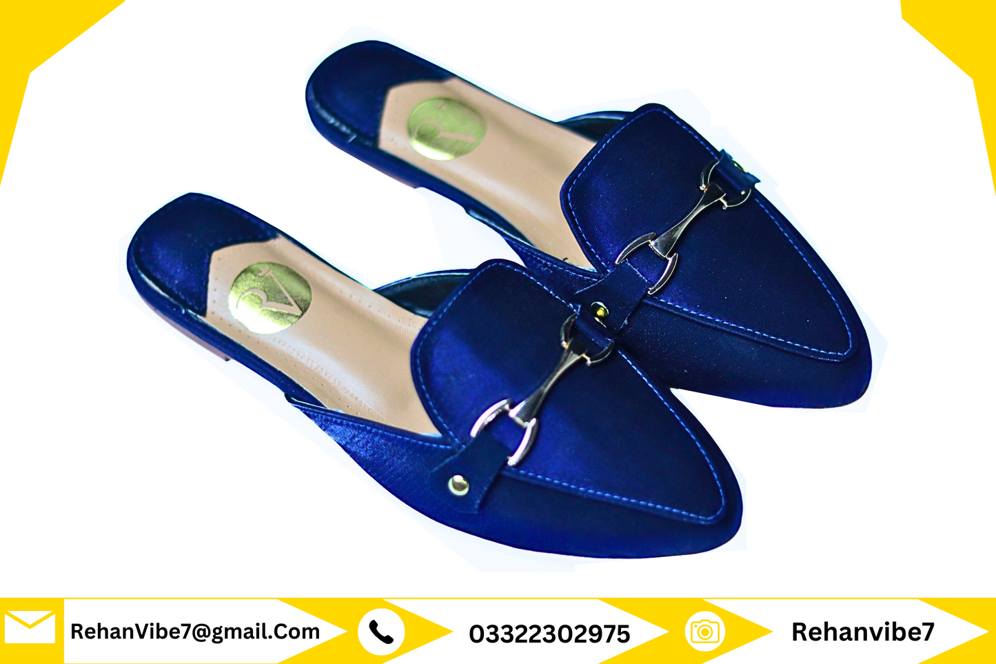 Chic Dark Blue Women’s Backless Slippers